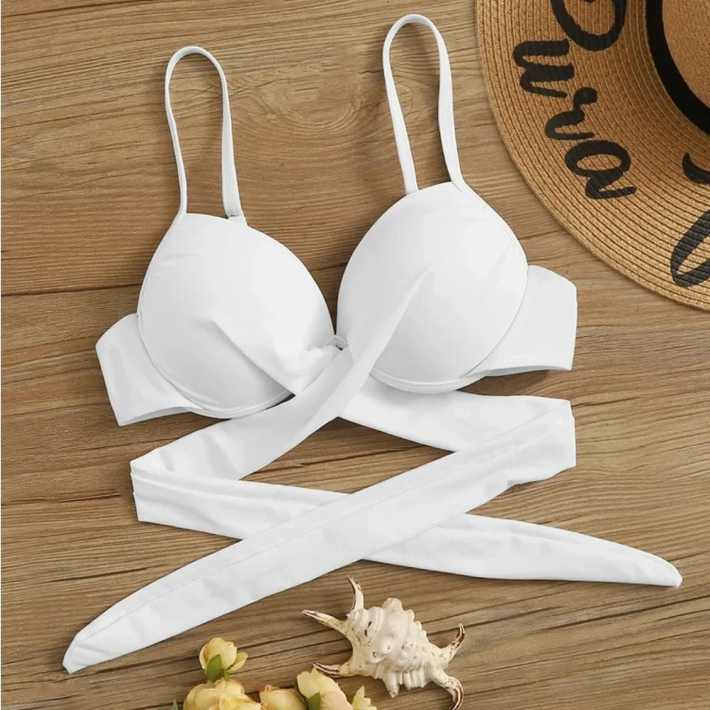 White Push Up Swim Bra Top - Picture 2 of 11